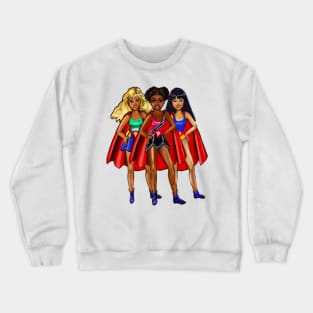 Girl power anime female superheroes  - diverse group of super hero girls Crewneck Sweatshirt